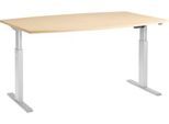 Schäfer Shop Select Besprechungstisch ERGO-T, elektrisch höhenverstellbar, Boot, T-Fuß, B 2000 x T 1000 x H 725-1185 mm, Ahorn/weißaluminium