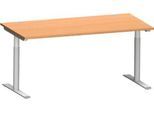 Schäfer Shop Genius Schreibtisch MODENA FLEX, T-Fuß-Rundrohr, B 1600 x T 800 mm, buche/weißalu