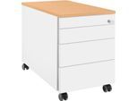 Schäfer Shop Genius Rollcontainer 1233, 3 Schubladen, Utensilienauszug, B 435 x T 765 x H 567 mm, weiß/Buche-Dekor