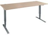 Schäfer Shop Genius Schreibtisch AERO FLEX, elektrisch höhenverstellbar, Rechteck, T-Fuß, B 1600 mm, Eiche/anthrazit + Memorypanel