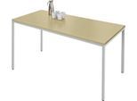 Schäfer Shop Pure Stahlrohrtisch, Rechteck, Quadratrohrfuß, B 1600 x T 700 x H 720 mm, Ahorn/weißaluminium