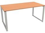 Schäfer Shop Genius Schreibtisch Modena Flex, höheneinstellbar, Rechteckform, Bügelfuß, Breite 1600 mm, Buche-Dekor