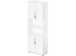 Schäfer Shop Select Kombischrank LOGIN, oben und unten 2 Ordnerhöhen mit Tür, Mitte Regal, B 800 x T 420 x H 2240 mm, weiß/weiß