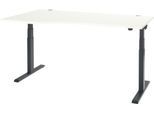 Schäfer Shop Select Schreibtisch ERGO-T 2.0, elektrisch höhenverstellbar, Freiform Ansatz links, T-Fuß, B 1800x H 640-1300 mm, weiß/anthrazit