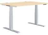 Schäfer Shop Genius Schreibtisch MODENA FLEX, elektrisch höhenverstellbar, Rechteck, T-Fuß, B 1200 x T 800 mm, Ahorn/weißalu