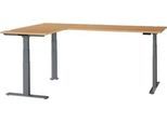 Schäfer Shop Genius Winkelschreibtisch Modena Flex, elektrisch höhenverstellbar, 90° Winkel beidseitig, B 2000 x T 2000 mm, Buche/anthrazit