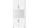 Schäfer Shop Select Kombischrank Start Off Wood, 6 OH, abschließbar, B 800 x T 420 x H 2240 mm, Holz, weiß