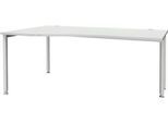 Schäfer Shop Genius Freiformschreibtisch MODENA FLEX, Ansatz links, lichtgrau/weißaluminium