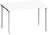 Schäfer Shop Genius Schreibtisch MODENA FLEX, 4-Fuß-Rundrohr, B 1200 x T 800 mm, weiß/weißalu