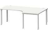 Schäfer Shop Genius Winkelschreibtisch MODENA FLEX 90°, Ansatz rechts, C-Fuß-Rundrohr, B 2000 mm, lichtgrau