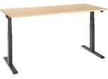 Schäfer Shop Select Schreibtisch ERGO-T 2.0, elektrisch höhenverstellbar, Rechteck, T-Fuß, B 1800 x T 800 x H 640-1300 mm, Ahorn/anthrazit