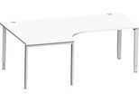 Schäfer Shop Genius Schreibt. 90° li, 4-F, VKTWinkelschreibtisch MODENA FLEX 90°,Ansatz links, B 2000 mm, weiß