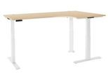 Schäfer Shop Genius Winkelschreibtisch Modena Flex, elektrisch höhenverstellbar, 90° Winkel, T-Fuß, B 2000 mm, Ahorn/weiß