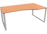 Schäfer Shop Genius Freiformschreibtisch MODENA FLEX, Bügelfuß, manuell höhenverstellbar, Ansatz rechts, B 1800 mm, Buche-Dekor
