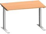Schäfer Shop Genius Schreibtisch MODENA FLEX, C-Fuß-Rechteckrohr, B 1200 x T 800 mm, Buche/weißalu