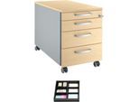 Schäfer Shop Select Rollcontainer 1233, Ahorn/Weißalu, inkl. Trennstegen für Schubladen