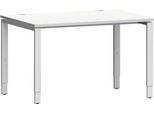Schäfer Shop Genius Schreibtisch Modena Flex, Rechteck, 4-Fuß Rechteckrohr, B 1200 x T 800 x H 650-850 mm, lichtgrau/weißaluminium