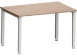 Schreibtisch MODENA FLEX, Quadrat, 4-Fuß Quadratrohr, B 1200 x T 800 x H 720-820 mm, Eiche/weißaluminium