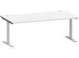 Schäfer Shop Genius Schreibtisch MODENA FLEX, T-Fuß-Rundrohr, B 2000 x T 1000 mm, lichtgrau/weißalu