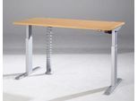 Schäfer Shop Select Schreibtisch ERGO-T, elektrisch höhenverstellbar, Rechteck, T-Fuß, B 1600 x T 800 x H 725-1185 mm, Buche/weißaluminium, Kabelspirale