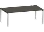 Schäfer Shop Genius Schreibtisch Modena Flex, Rechteck, 4-Fuß Rechteckrohr, B 2000 x T 1000 x H 650-850 mm, graphit/weißaluminium