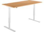 Schäfer Shop Select Schreibtisch Start Off, elektrisch höhenverstellbar, Rechteck, T-Fuß, B 1600 x T 800 x H 755-1255 mm, Buche/weiß