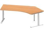 Schäfer Shop Genius Winkelschreibtisch MODENA FLEX 135°, Ansatz rechts, C-Fuß-Rundrohr, B 2165 mm, buche