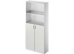 Schäfer Shop Genius Kombischrank TETRIS SOLID, 6 OH, Glas- und Flügeltüren, B 1000 mm, abschließbar, Glas/lichtgrau/weißalu