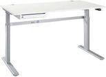 Schreibtisch STANDARD, elektrisch höhenverstellbar, B 1600 mm, weiß/weißaluminium + OrgaWork Schublade