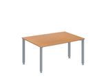 Schäfer Shop Genius Konferenztisch MODENA FLEX, Tonne, 4-Fuß Quadratrohr, B 1400 x T 1000/800 x H 720-840 mm, Buche/weißaluminium RAL 9006