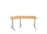 Schäfer Shop Genius Winkelschreibtisch AERO FLEX, elektrisch höhenverstellbar, 135° Winkel links, B 2165 mm, Buche/weißalu