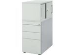 Schäfer Shop Genius Standcontainer mit Aufsatzschrank inkl. Schiebetür, komplett abschließbar, seitliche Griffnut, lichtgrau