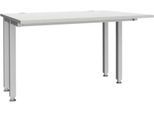 Schäfer Shop Genius Schreibtisch MODENA FLEX, 4-Fuß-Quadratrohr, verkürzte Seitenteile, B 1200 mm, lichtgrau