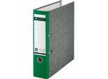 LEITZ® Ordner 1080, DIN A4, Rückenbreite 80 mm, Griffloch, geklebtes Rückenschild, Hartpappe, 20 Stück, grün