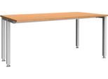 Schäfer Shop Genius Schreibtisch MODENA FLEX, 4-Fuß-Quadratrohr, verkürzte Seitenteile, B 1600 mm, buche