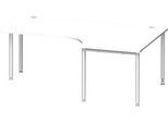 Schäfer Shop Genius Winkelschreibtisch MODENA FLEX 90°, Ansatz rechts, einseitig, verkürzte Seitenteile, 4-Fuß-Rundrohr, weiß/weißaluminium