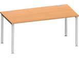 Schäfer Shop Genius Schreibtisch MODENA FLEX, 4-Fuß-Rundrohr, B 1600 x T 800 mm, Buche/weißalu
