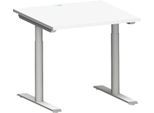 Schäfer Shop Genius Schreibtisch MODENA FLEX, T-Fuß-Rundrohr, B 800 x T 800 mm, weiß/weißalu