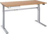 Schreibtisch STANDARD, elektrisch höhenverstellbar, B 1600 mm, Buche/weißaluminium + OrgaWork Schublade