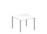 Schäfer Shop Genius Anbautisch MODENA FLEX, höhenverstellbar, Quadrat-Form, 4-Fuß Rundrohr, B 1000 x T 1000 mm, weiß