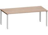 Schreibtisch MODENA FLEX, Quadrat, 4-Fuß Quadratrohr, B 2000 x T 1000 x H 720-820 mm, Eiche/weißaluminium