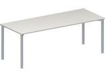 Schäfer Shop Genius Konferenztisch MODENA FLEX, Rechteck, 4-Fuß Rundrohr, B 2000 x T 800 x H 720-840 mm, lichtgrau/weißaluminium RAL 9006