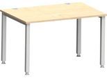 Schreibtisch MODENA FLEX, Rechteck, 4-Fuß Quadratrohr, B 1200 x T 800 x H 720-820 mm, Ahorn/weißaluminium
