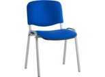 Nowy Styl Stapelstuhl ISO Basic, ohne Armlehnen, 4-Fußgestell, Stoffbezug, stapelbar bis 12 Stück, Bezug blau, Gestell alusilber