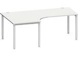 Schäfer Shop Genius Winkelschreibtisch MODENA FLEX 90°, Ansatz links, B 2000 mm, lichtgrau