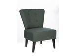 meet by Paperflow Lounge Sessel BRIGHTON Stoffbezug, Vintage-Steppung, Massivholzbeine Buche schwarz lackiert, anthrazit