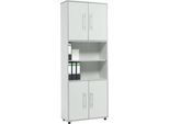 Schäfer Shop Select Kombischrank Moxxo IQ, Holz, 4 Flügeltüren, 2 offene Fächer, 6 OH, B 801 x T 362 x H 2166 mm, lichtgrau