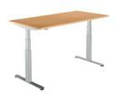 Schäfer Shop Select Schreibtisch DRIVE UP 2, elektrisch höhenverstellbar, Rechteck, T-Fuß, B 1600 x T 800 x H 630-1290 mm, Buche/weißaluminium