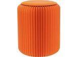 Paperflow faltbarer Sitzhocker, Wabenkarton, Sitzkissen aus Kunstleder, Ø 300 mm x H 420 mm, bis 300 kg, orange