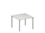 Schäfer Shop Genius Anbautisch MODENA FLEX, höhenverstellbar, Quadrat-Form, 4-Fuß Rundrohr, B 1000 x T 1000 mm, lichtgrau